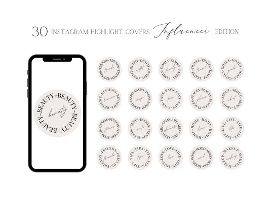 30 Influencer Instagram Highlight Covers | Minimalist Neutral Instagram Story Highlights | Boho Trendy Nude Instagram Highlight Cover Pack
