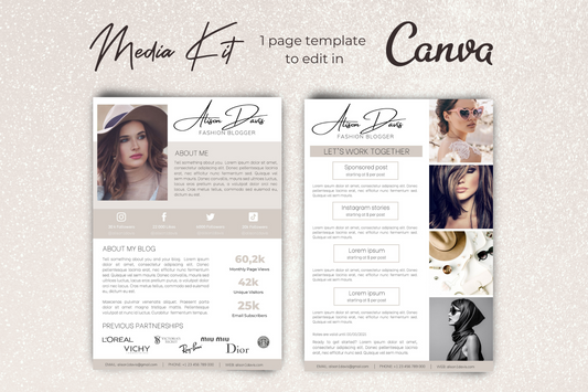 Beige Media Kit for blogger