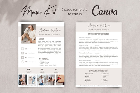 Media Kit with Rate Card | Media Kit Template for Canva | Influencer Media Kit | Press Kit | Pitch Kit | Blogger Press Kit