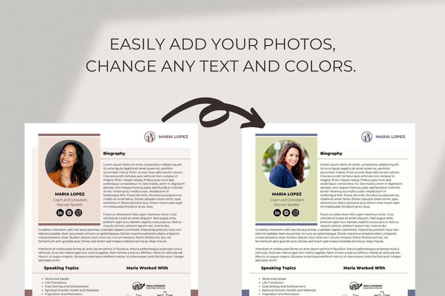 Speaker Sheet Template | Canva Press Kit Template for Speakers | Speaker Media Kit Template | Speaker EPK