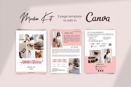 Media Kit for Blog, Pink Media Kit Template for Canva, Blogger Media Kit, 3 Page Media Kit, Press Kit, EPK