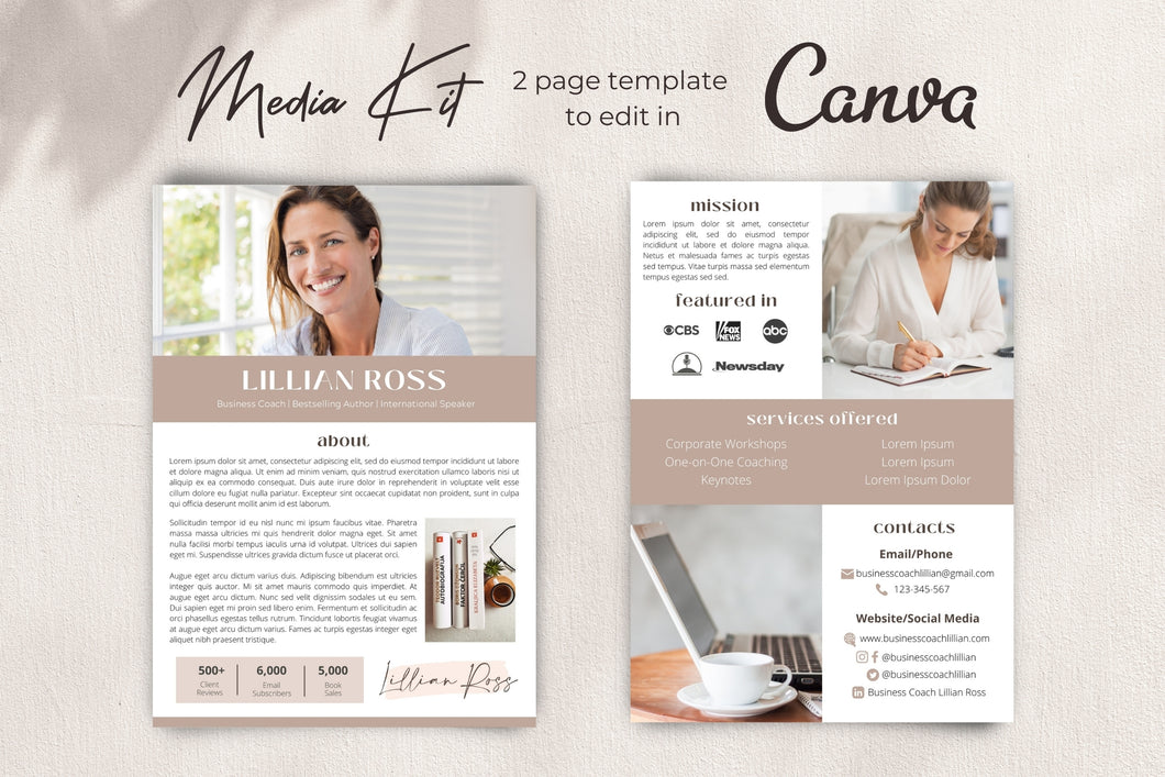 Media Kit Template for a Business Coach