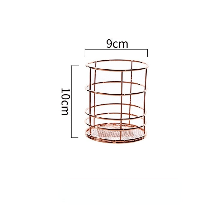 Gold and Rose Gold Desk Organizer. Pen Storage. Fashionable Office Desk Accessories and Supplies