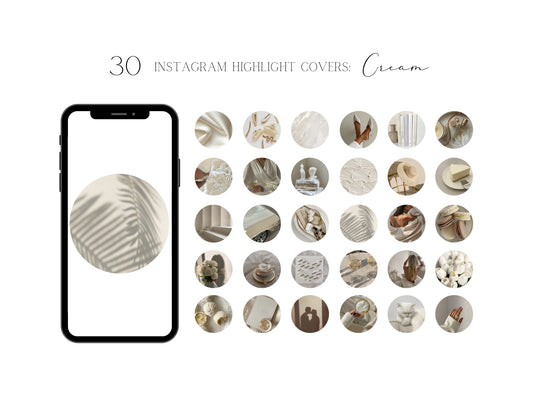Cream Aesthetic Highlight Covers For Instagram Story | Aesthetic IG Neutral Instagram Highlights | Modern Minimalist Instagram Templates