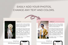 Load image into Gallery viewer, Media Kit, Modern Media Kit Template for Canva, Instagram Influencer Media Kit, 3 Page Press Kit, Pitch Kit, Blogger Press Kit
