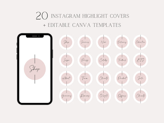 Pink Business Highlight Covers | Modern Instagram Highlight Covers Templates | Text Highlight Instagram Covers